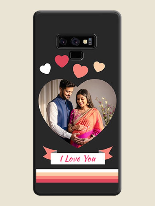 Custom Love Shaped Photo with Colorful Stripes on Personalised Space Black Soft Matte Cases - Galaxy Note 9