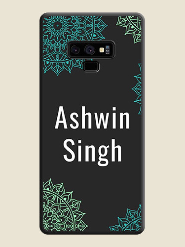 Custom Your Name with Floral Design on Space Black Custom Soft Matte Back Cover - Galaxy Note 9