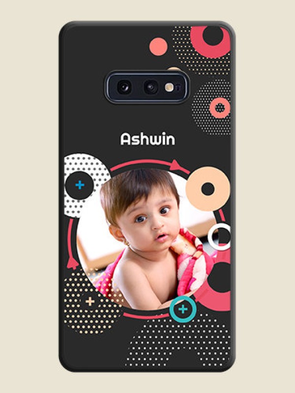 Custom Multicoloured Round Image on Personalised Space Black Soft Matte Cases - Galaxy S10E
