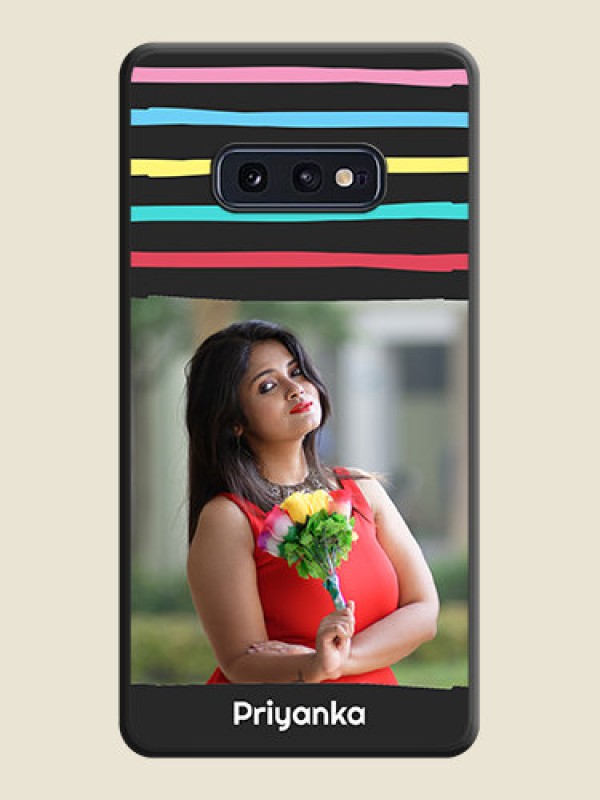 Custom Multicolor Lines with Image on Space Black Personalized Soft Matte Phone Covers - Galaxy S10E