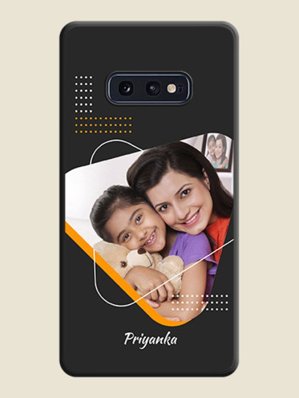 Custom Yellow Triangle on Photo on Space Black Soft Matte Phone Cover - Galaxy S10E