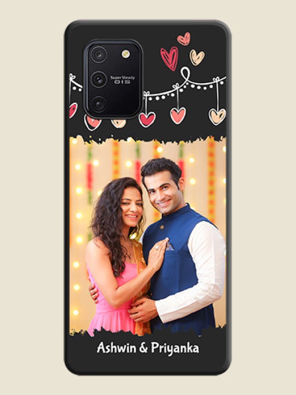 Custom Pink Love Hangings with Name on Space Black Custom Soft Matte Phone Cases - Galaxy S10 Lite