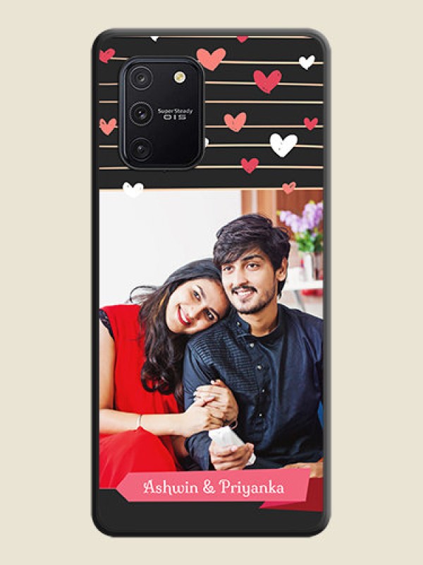 Custom Love Pattern with Name on Pink Ribbon  on Photo on Space Black Soft Matte Back Cover - Galaxy S10 Lite