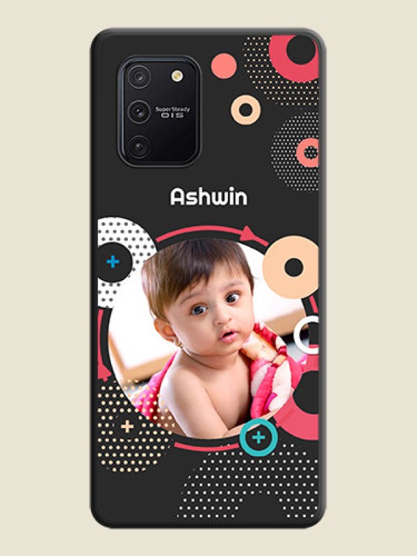 Custom Multicoloured Round Image on Personalised Space Black Soft Matte Cases - Galaxy S10 Lite