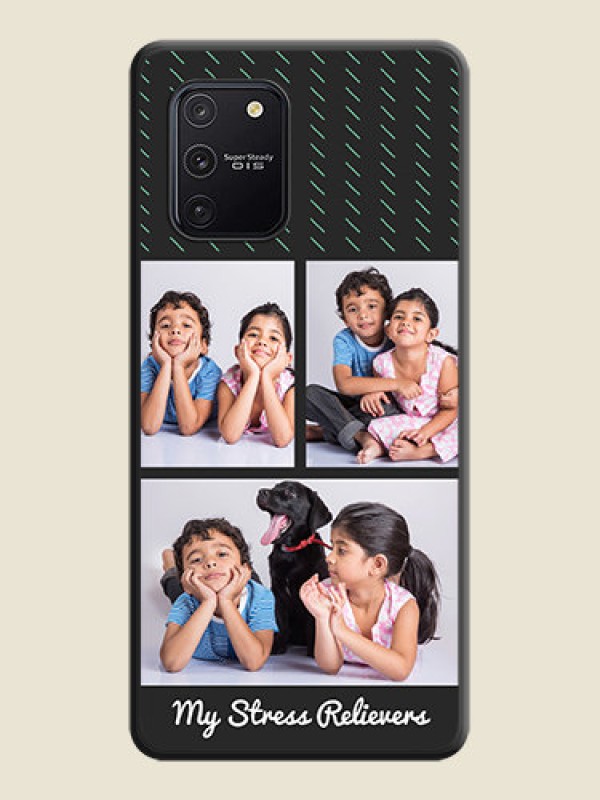Custom Cross Dotted Pattern with 2 Image Holder  on Personalised Space Black Soft Matte Cases - Galaxy S10 Lite