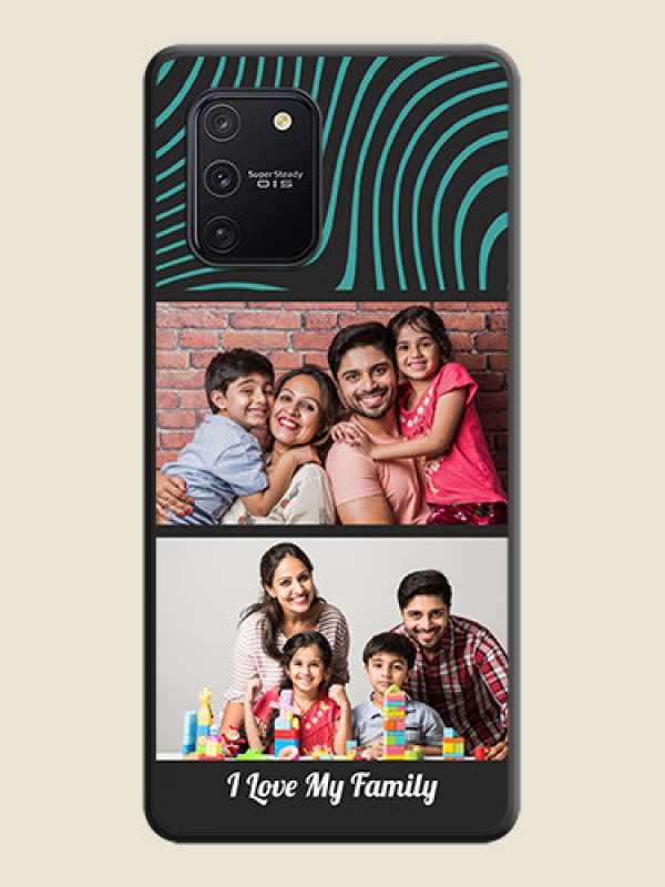 Custom Wave Pattern with 2 Image Holder on Space Black Personalized Soft Matte Phone Covers - Galaxy S10 Lite
