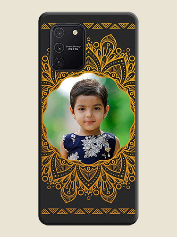 Custom Round Image with Floral Design on Photo on Space Black Soft Matte Mobile Cover - Galaxy S10 Lite