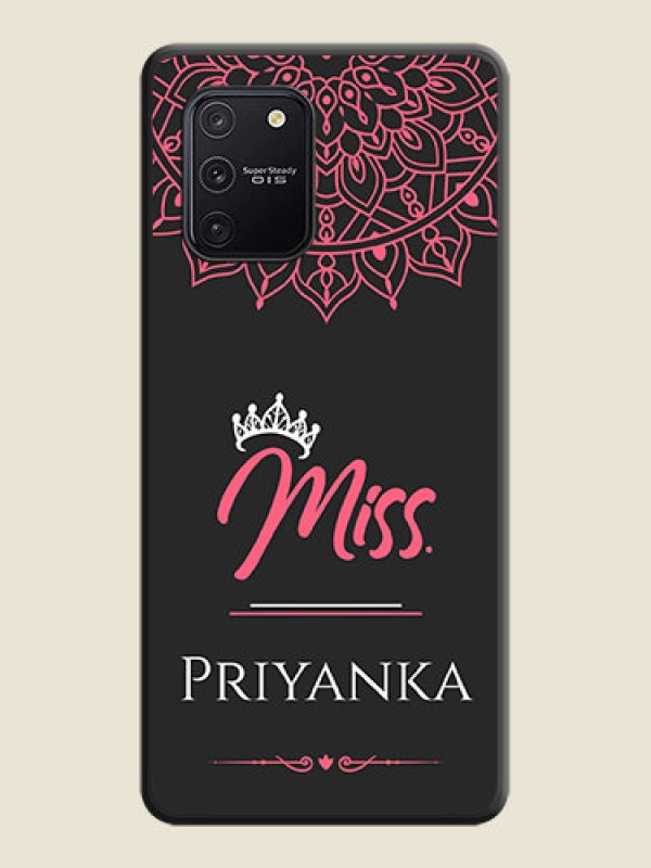 Custom Mrs Name with Floral Design on Space Black Personalized Soft Matte Phone Covers - Galaxy S10 Lite