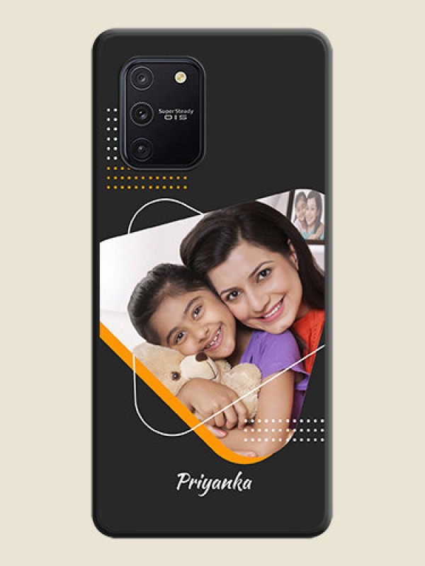 Custom Yellow Triangle on Photo on Space Black Soft Matte Phone Cover - Galaxy S10 Lite