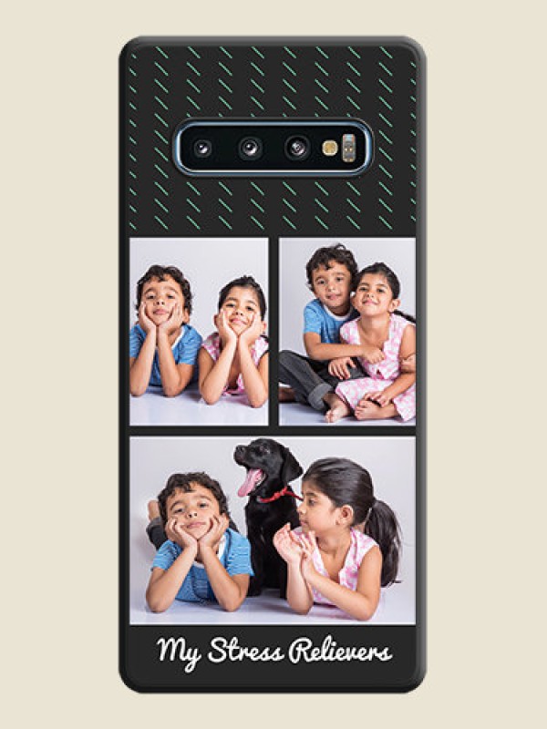 Custom Cross Dotted Pattern with 2 Image Holder  on Personalised Space Black Soft Matte Cases - Galaxy S10