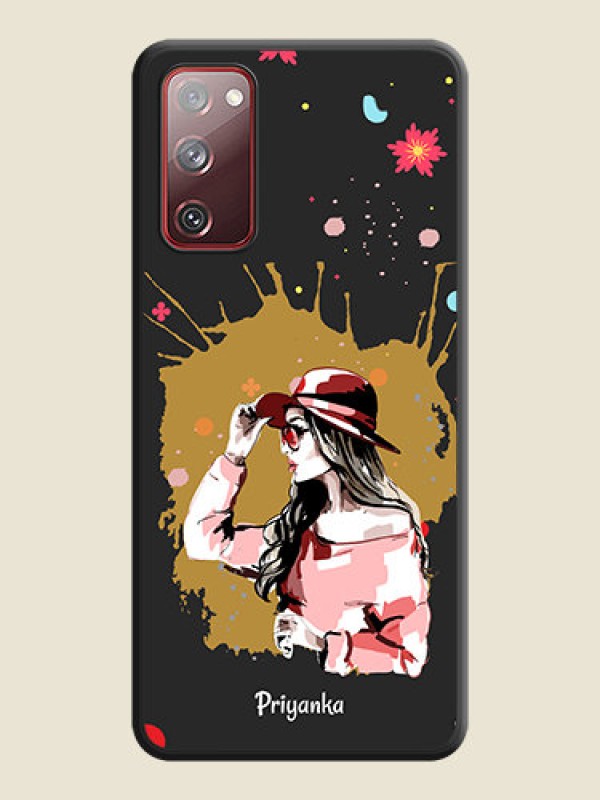 Custom Mordern Lady With Color Splash Background With Custom Text On Space Black Personalized Soft Matte Phone Covers -Samsung Galaxy S20 Fe 5G