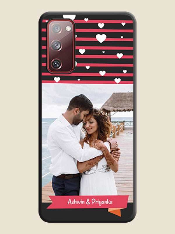 Custom White Color Love Symbols with Pink Lines Pattern on Space Black Custom Soft Matte Phone Cases - Galaxy S20 FE