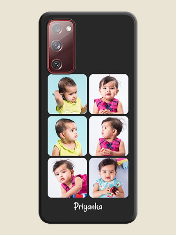 Custom Floral Art with 6 Image Holder on Photo on Space Black Soft Matte Mobile Case - Galaxy S20 FE