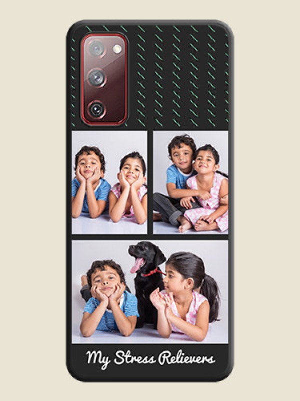 Custom Cross Dotted Pattern with 2 Image Holder  on Personalised Space Black Soft Matte Cases - Galaxy S20 FE