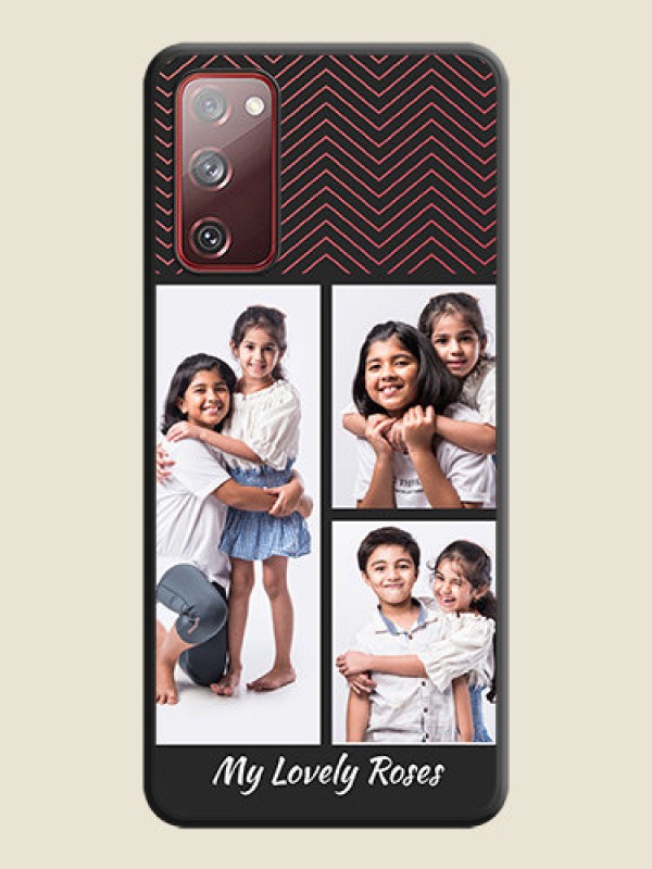 Custom Wave Pattern with 3 Image Holder on Space Black Custom Soft Matte Back Cover - Galaxy S20 FE