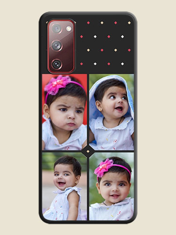 Custom Multicolor Dotted Pattern with 4 Image Holder on Space Black Custom Soft Matte Phone Cases - Galaxy S20 FE