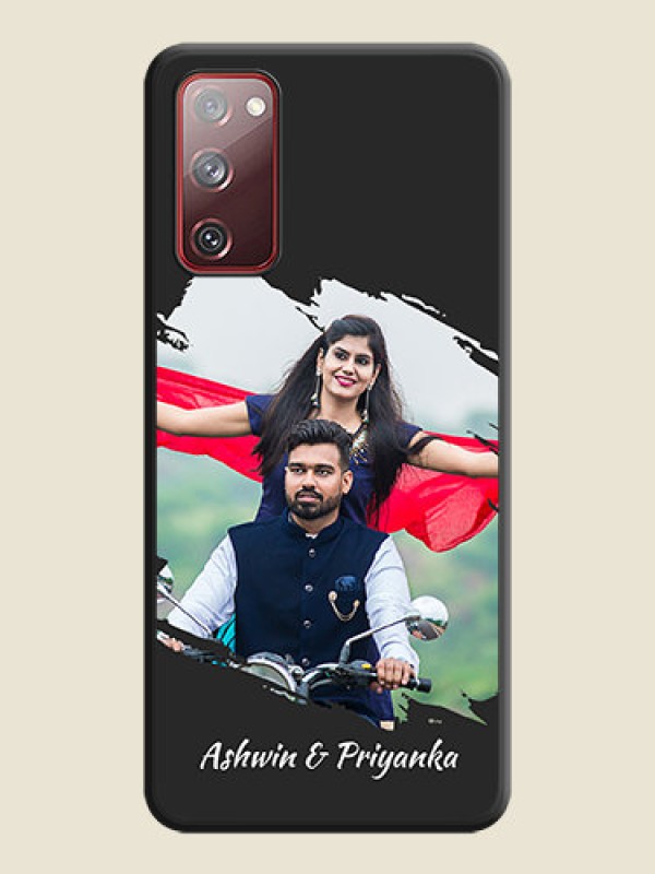 Custom Grunge Brush Strokes on Photo on Space Black Soft Matte Back Cover - Galaxy S20 FE