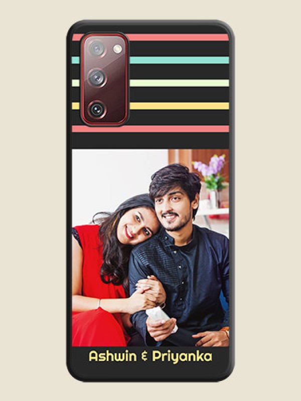 Custom Color Stripes with Photo and Text on Photo on Space Black Soft Matte Mobile Case - Galaxy S20 FE