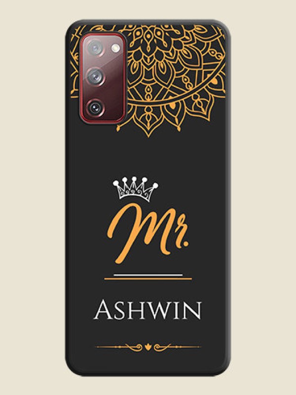 Custom Mr Name with Floral Design  on Personalised Space Black Soft Matte Cases - Galaxy S20 FE
