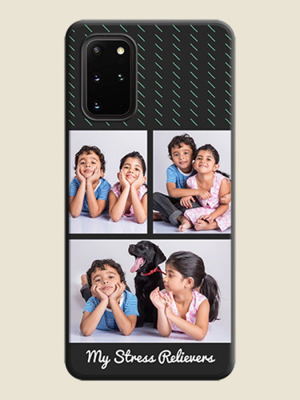 Custom Cross Dotted Pattern with 2 Image Holder  on Personalised Space Black Soft Matte Cases - Galaxy S20 Plus