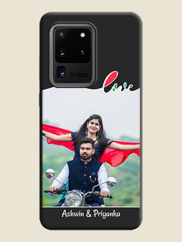 Custom Fall in Love Pattern with Picture - Photo on Space Black Soft Matte Mobile Case - Galaxy S20 Ultra