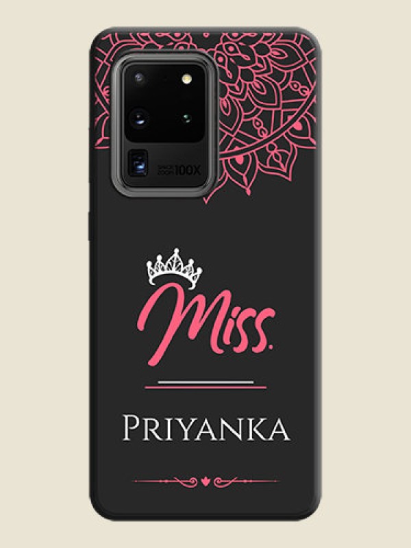 Custom Mrs Name with Floral Design on Space Black Personalized Soft Matte Phone Covers - Galaxy S20 Ultra