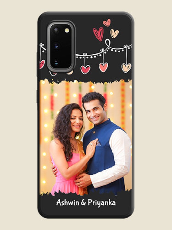 Custom Pink Love Hangings with Name on Space Black Custom Soft Matte Phone Cases - Galaxy S20