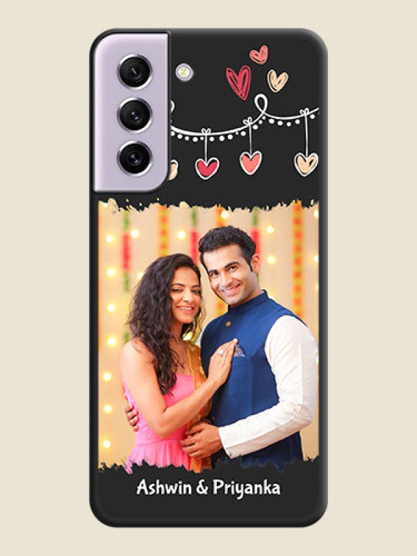Custom Pink Love Hangings with Name on Space Black Custom Soft Matte Phone Cases - Galaxy S21 FE 5G