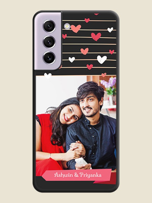 Custom Love Pattern with Name on Pink Ribbon  on Photo on Space Black Soft Matte Back Cover - Galaxy S21 FE 5G