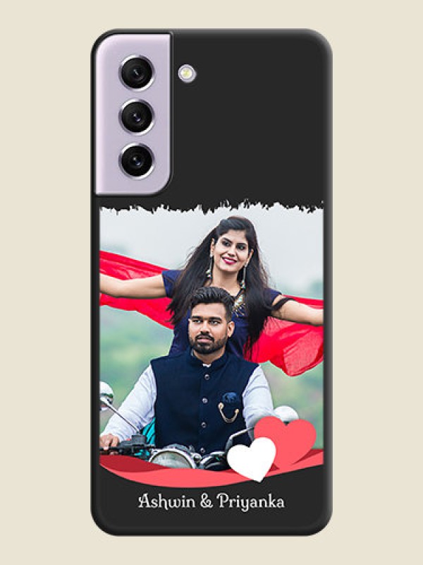 Custom Pin Color Love Shaped Ribbon Design with Text on Space Black Custom Soft Matte Phone Back Cover - Galaxy S21 FE 5G