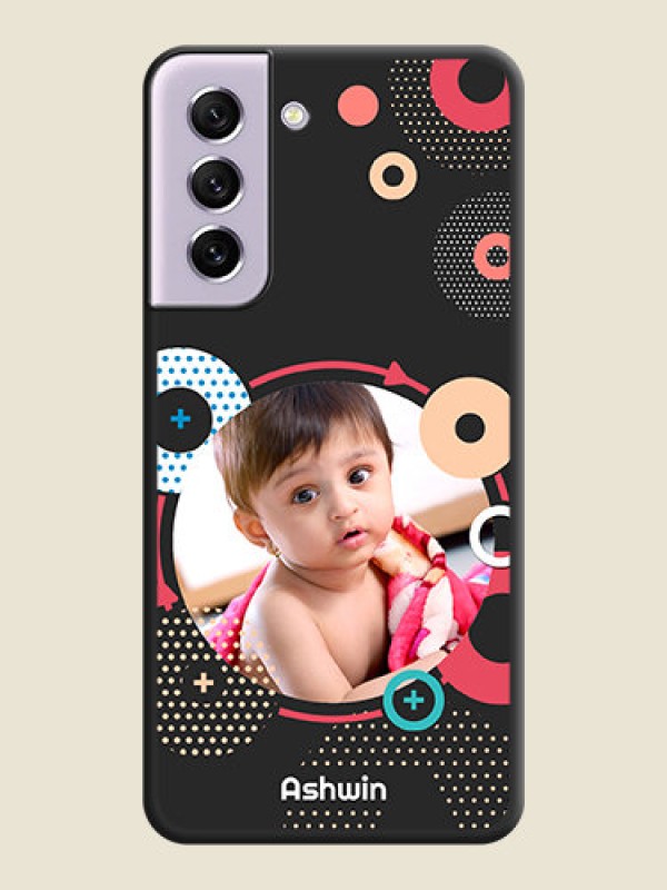 Custom Multicoloured Round Image on Personalised Space Black Soft Matte Cases - Galaxy S21 FE 5G