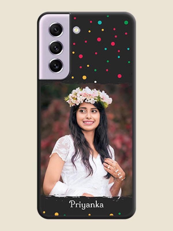 Custom Multicolor Dotted Pattern with Text on Space Black Custom Soft Matte Phone Back Cover - Galaxy S21 FE 5G