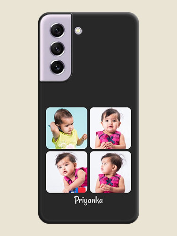 Custom Floral Art with 6 Image Holder on Photo on Space Black Soft Matte Mobile Case - Galaxy S21 FE 5G