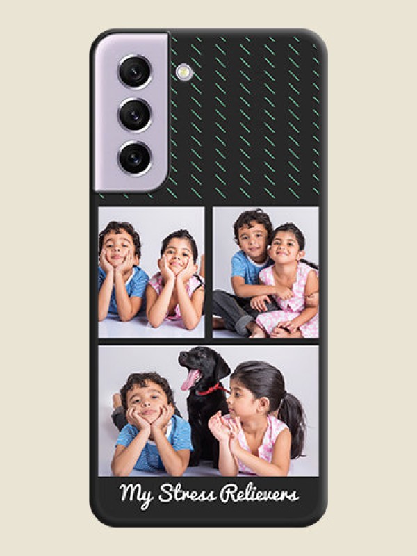 Custom Cross Dotted Pattern with 2 Image Holder  on Personalised Space Black Soft Matte Cases - Galaxy S21 FE 5G