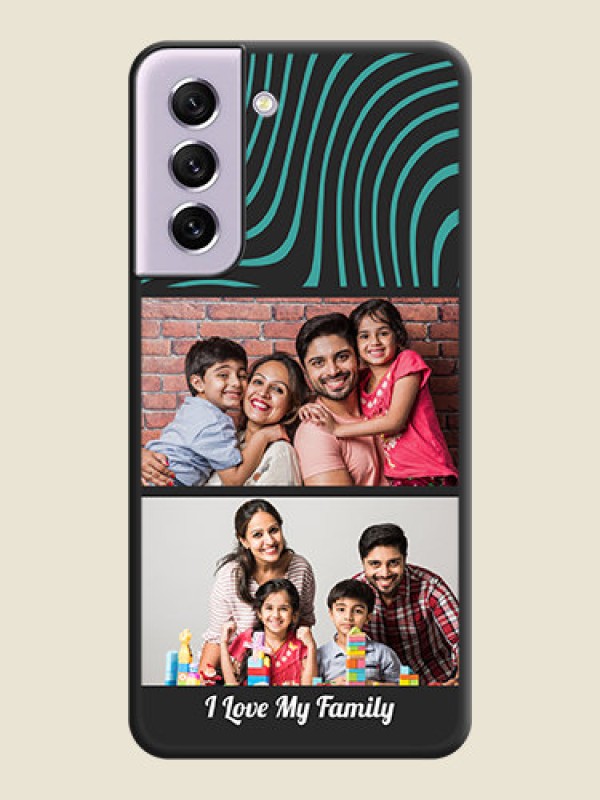 Custom Wave Pattern with 2 Image Holder on Space Black Personalized Soft Matte Phone Covers - Galaxy S21 FE 5G