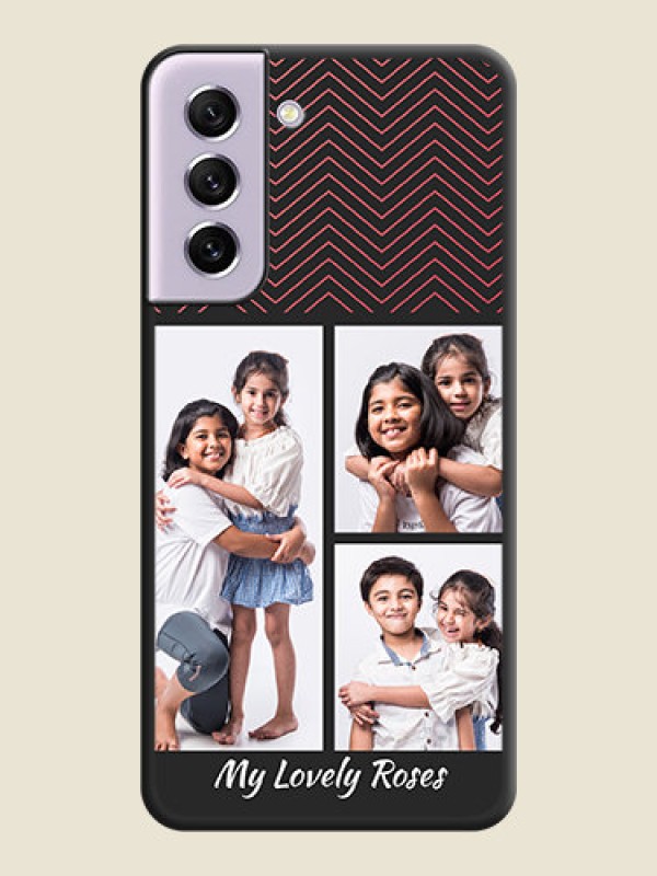 Custom Wave Pattern with 3 Image Holder on Space Black Custom Soft Matte Back Cover - Galaxy S21 FE 5G