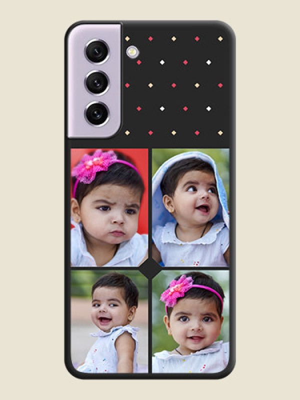 Custom Multicolor Dotted Pattern with 4 Image Holder on Space Black Custom Soft Matte Phone Cases - Galaxy S21 FE 5G