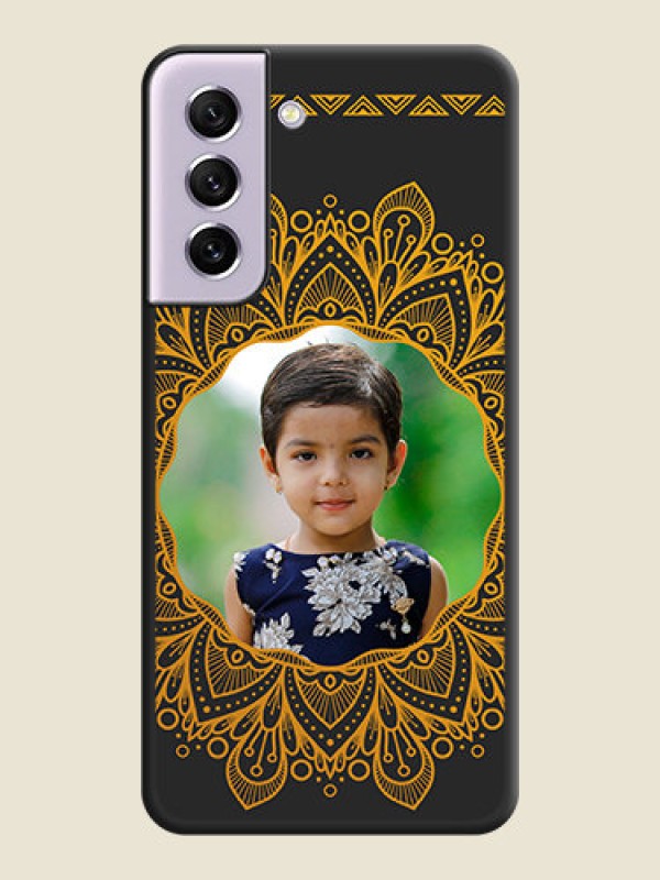 Custom Round Image with Floral Design on Photo on Space Black Soft Matte Mobile Cover - Galaxy S21 FE 5G