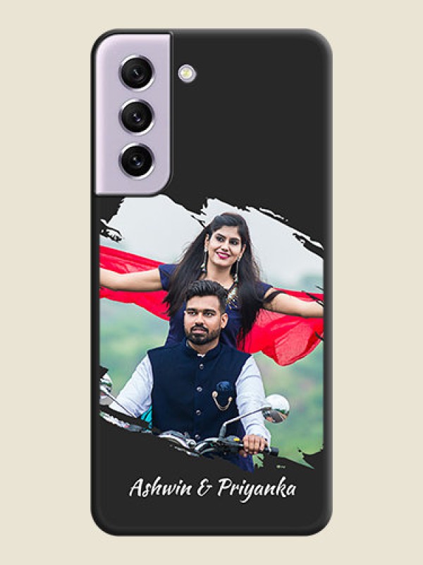 Custom Grunge Brush Strokes on Photo on Space Black Soft Matte Back Cover - Galaxy S21 FE 5G