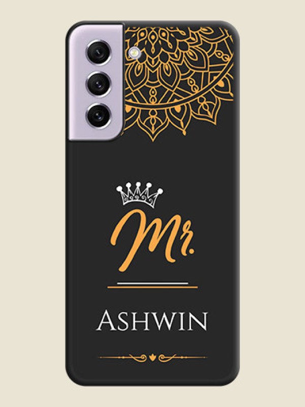 Custom Mr Name with Floral Design  on Personalised Space Black Soft Matte Cases - Galaxy S21 FE 5G