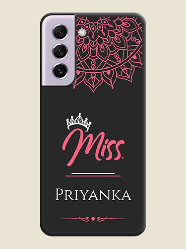 Custom Mrs Name with Floral Design on Space Black Personalized Soft Matte Phone Covers - Galaxy S21 FE 5G