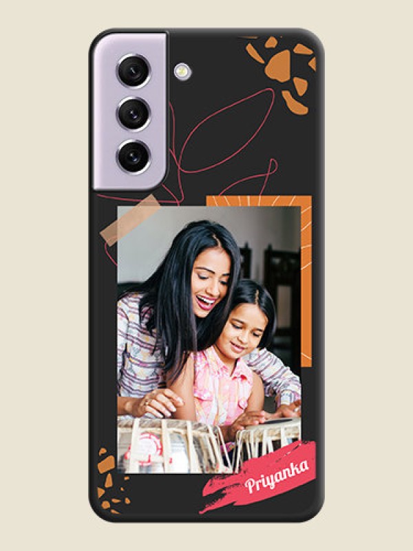 Custom Orange Photo Frame on Space Black Custom Soft Matte Phone Back Cover - Galaxy S21 FE 5G