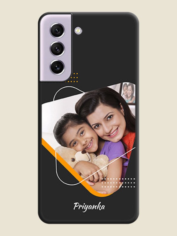 Custom Yellow Triangle on Photo on Space Black Soft Matte Phone Cover - Galaxy S21 FE 5G