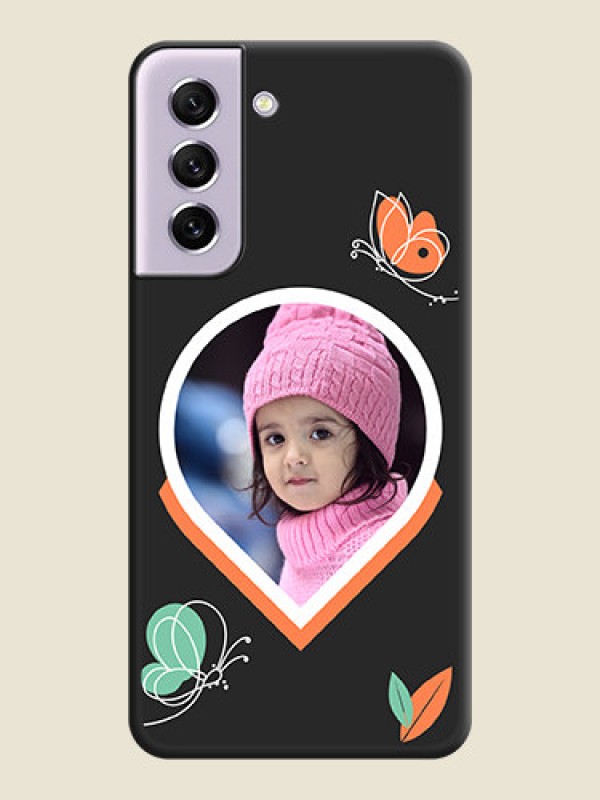 Custom Upload Pic With Simple Butterly Design On Space Black Personalized Soft Matte Phone Covers -Samsung Galaxy S21 Fe 5G