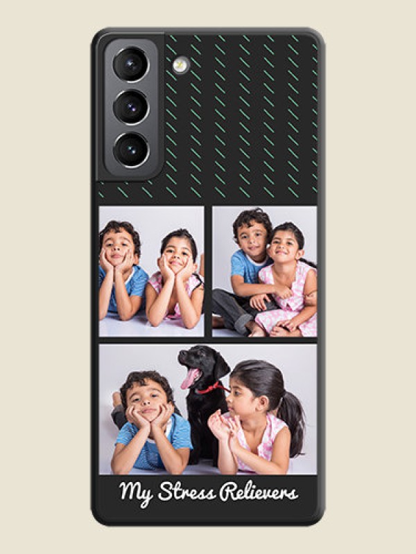 Custom Cross Dotted Pattern with 2 Image Holder  on Personalised Space Black Soft Matte Cases - Galaxy S21 Plus