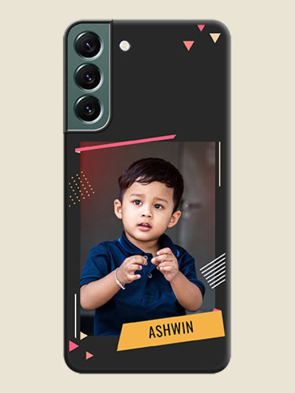 Custom Photo Frame with Triangle Small Dots on Photo on Space Black Soft Matte Back Cover - Galaxy S22 Plus 5G