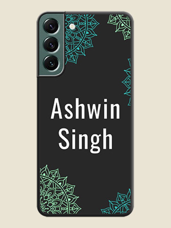 Custom Your Name with Floral Design on Space Black Custom Soft Matte Back Cover - Galaxy S22 Plus 5G