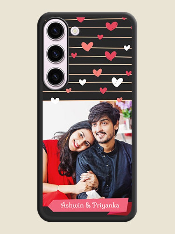 Custom Love Pattern with Name on Pink Ribbon  on Photo on Space Black Soft Matte Back Cover - Samsung Galaxy S23 5G