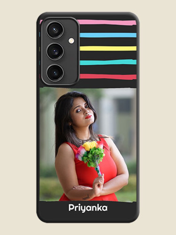 Custom Multicolor Lines with Image on Space Black Personalized Soft Matte Phone Covers - Galaxy S23 FE 5G
