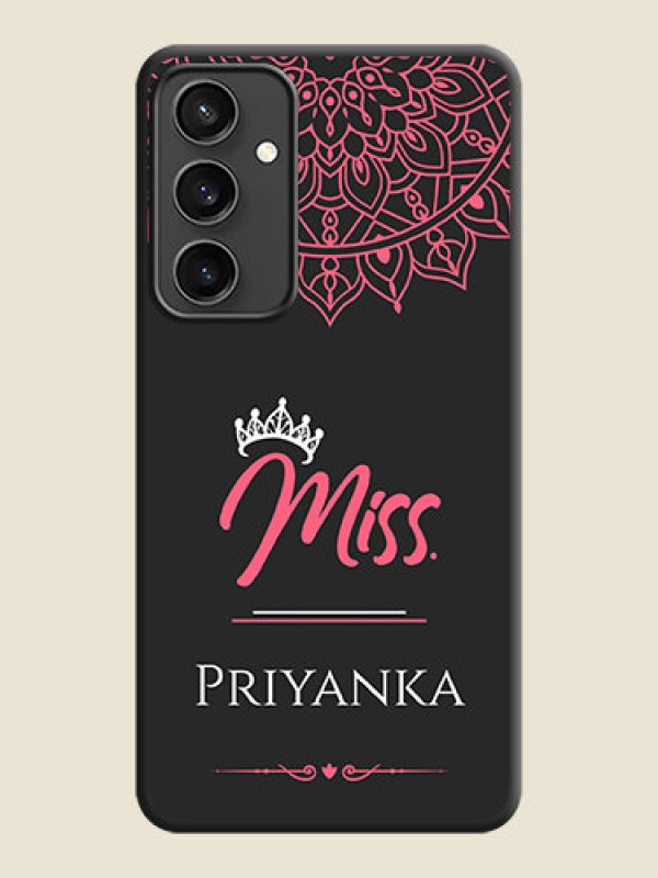 Custom Mrs Name with Floral Design on Space Black Personalized Soft Matte Phone Covers - Galaxy S23 FE 5G